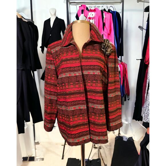 Alfred Dunner Size 22W Red Print Casual Jacket - Picture 1 of 6